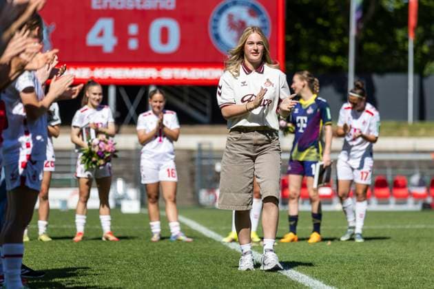 Google Pixel Frauen Bundesliga 1 FC Köln 1 FFC Turbine Potsdam, 11 05 2025 Josefine Osigus 1 FC Köln, 24 is officially adopted Google Pixel Frauen Bundesliga, 1 FC Köln 1 FFC Turbine Potsdam, 22 Spieltag, am 11 05 2025, Franz Kremer Stadion, Köln DFB regulations prohibit any use of photographs as image sequences and or quasi video Copyright: xBEAUTIFULxSPORTS Meuselx