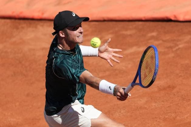 Vilius Gaubas of Lithuania during the match against Alexander Zverev of Germany at the Internazionali BNL d Italia 2025 tennis tournament at Foro Italico in Rome, Italy on may 11, 2025. AntoniettaxBaldassarre