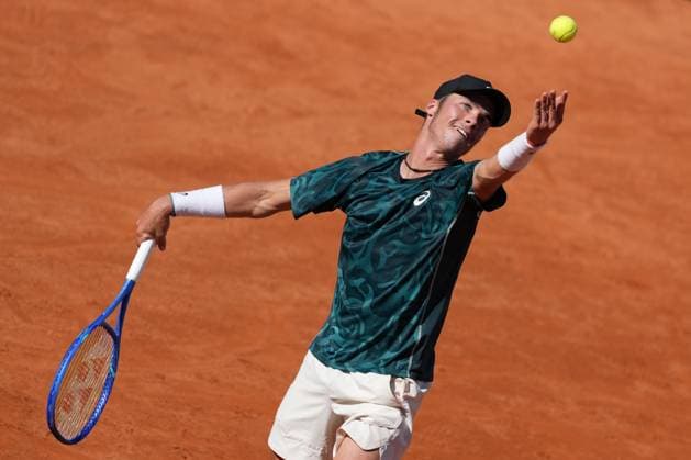 Vilius Gaubas of Lithuania during the match against Alexander Zverev of Germany at the Internazionali BNL d Italia 2025 tennis tournament at Foro Italico in Rome, Italy on may 11, 2025. AntoniettaxBaldassarre