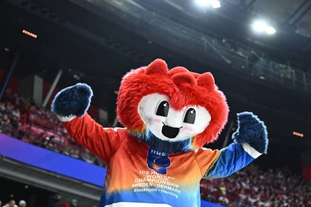 STOCKHOLM, SWEDEN 20250511 Beaty the official mascot of 2025 IIHF Ice Hockey World Championship during the IIHF Ice Hockey World Championship group A match between Latvia and Canada at Avicii Arena in Stockholm, Sweden, on May 11, 2025 STOCKHOLM SWEDEN x10430x  Copyright: xChristinexOlsson TTx ICE HOCKEY WC LATVIA-CANADA