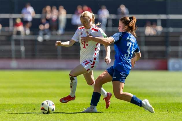 Google Pixel Frauen Bundesliga 1 FC Köln 1 FFC Turbine Potsdam, 11 05 2025 Anna Gerhardt 1 FC Köln, 21 , Emilie Bernhardt 1 FFC Turbine Potsdam, 31 Google Pixel Frauen Bundesliga, 1 FC Köln 1 FFC Turbine Potsdam, 22 Spieltag, am 11 05 2025, Franz Kremer Stadion, Köln DFB regulations prohibit any use of photographs as image sequences and or quasi video Copyright: xBEAUTIFULxSPORTS Meuselx