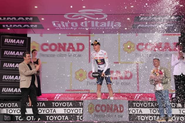 Vacek Mathias of Lidl-Trek - Wanty, white jersey, during the stage 3 of the Giro d™Italia from Valona (Vlore) to Valona (Vlore) Albania - Sunday, May 11, 2025. - cycling.  Copyright: xMassimoxPaolone LaPressex