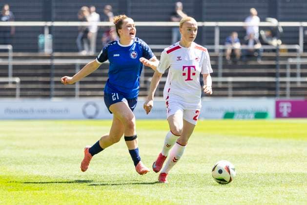 Google Pixel Frauen Bundesliga 1 FC Köln 1 FFC Turbine Potsdam, 11 05 2025 Anna Gerhardt 1 FC Köln, 21 , Alina Gnädig 1 FFC Turbine Potsdam, 21 Google Pixel Frauen Bundesliga, 1 FC Köln 1 FFC Turbine Potsdam, 22 Spieltag, am 11 05 2025, Franz Kremer Stadion, Köln DFB regulations prohibit any use of photographs as image sequences and or quasi video Copyright: xBEAUTIFULxSPORTS Meuselx