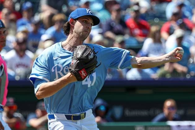 May 11, 2025: Kansas City Royals relief pitcher Daniel Lynch IV (41) throws to first for the out on Boston Red Sox center fielder Ceddanne Rafaela (3) during the eighth inning at Kauffman Stadium in Kansas City, MO. CSM Kansas City United States of America - ZUMAc04_ 20250511_zma_c04_079 Copyright: xDavidxSmithx