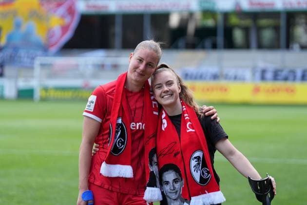 Julia Stierli SC Freiburg, 05 and Lisa Kolb SC Freiburg, 18 , Germany, Soccer, GooglePixel Womens Bundesliga, 22 Matchday, 2024 2025, SC Freiburg vs SV Werder Bremen, 11 05 2025, Dreisamstadion, Freiburg, Germany DFB REGULATIONS PROHIBIT ANY USE OF PHOTOGRAPHS AS IMAGE SEQUENCES AND OR QUASI VIDEO Freiburg Dreisamstadion Baden Wuerttemberg Germany Copyright: xArnexAmbergx