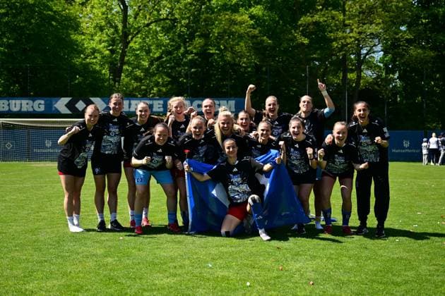 Soccer I Women I Season 2024 2025 I 2 Bundesliga I 25 Matchday I Hamburger SV SC Freiburg II I 11 05 2025 Cheers, excitement, enthusiasm, euphoria, joy, happiness, cheerfulness at Hamburger SV Women Hamburg Am Volkspark Hamburg Germany Copyright: xLobeca FelixxSchlikisx