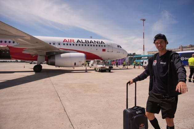 RogliÄ PrimoÅ¾ of Red Bull - Bora - Hansgrohe arrived to Brindisi in Italy with a flight from Tirana, Albania- Friday, May 12, 2025. - cycling.  Copyright: xMarcoxAlpozzi LaPressex