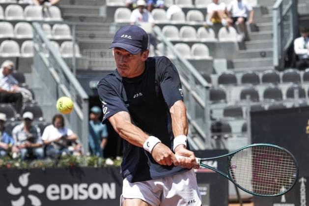 Alex de Minaur of Australia during the match against Hugo Dellien of Bolivia at the Internazionali BNL d Italia 2025 tennis tournament at Foro Italico in Rome, Italy on May 12, 2025. Alex de Minaur won 6-4, 6-4 over Hugo Dellenof. AntoniettaxBaldassarre