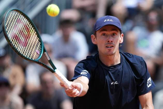 Alex de Minaur of Australia during the match against Hugo Dellien of Bolivia at the Internazionali BNL d Italia 2025 tennis tournament at Foro Italico in Rome, Italy on May 12, 2025. Alex de Minaur won 6-4, 6-4 over Hugo Dellenof. AntoniettaxBaldassarre