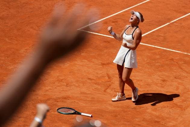 Peyton Stearns (USA) celebrates during the 4th round against Naomi Osaka (JPN) of the WTA, Tennis Damen Master 1000 Internazionali BNL d™Italia tournament at Foro Italico on May 12, 2025 (Alfredo Falcone LaPresse)  Copyright: xAlfredoxFalcone LaPressex