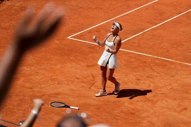 Sport Bilder des Tages Peyton Stearns (USA) celebrates during the 4th round against Naomi Osaka (JPN) of the WTA, Tennis Damen Master 1000 Internazionali BNL d™Italia tournament at Foro Italico on May 12, 2025 (Alfredo Falcone LaPresse)  Copyright: xAlfredoxFalcone LaPressex