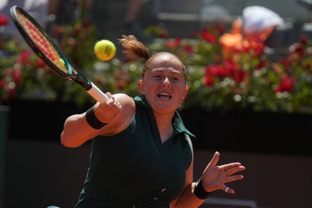 Elena Ostapenko (LAT)during the 4th round against Jasmine Paolini (ITA) of the WTA, Tennis Damen Master 1000 Internazionali BNL d™Italia tournament at Foro Italico on May 12, 2025 (Alfredo Falcone LaPresse)  Copyright: xAlfredoxFalcone LaPressex