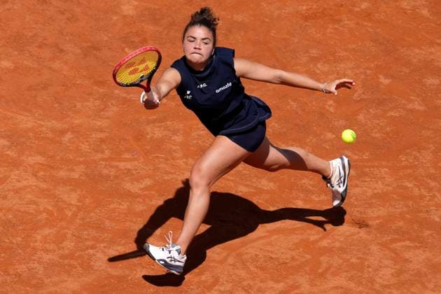 Jasmine Paolini of Italy during the match against JeÄ¼ena Ostapenko of Latvia at the Internazionali BNL d Italia 2025 tennis tournament at Foro Italico in Rome, Italy on May 12, 2025. Jasmine Paolini won 7-5, 6-2. AntoniettaxBaldassarre