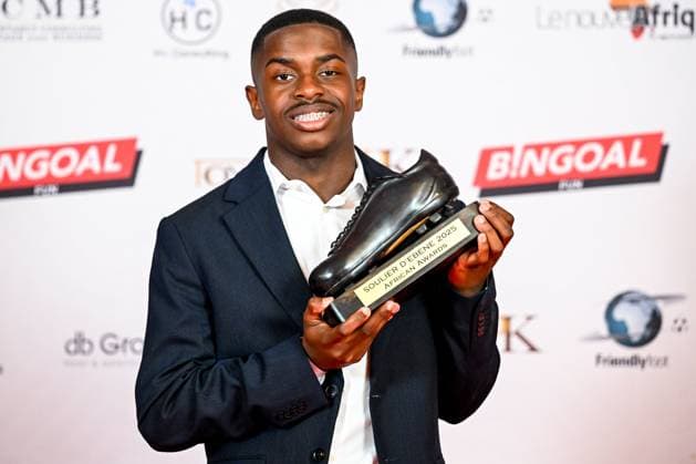 African Awards Gala 2025 WOLUWE, BELGIUM - MAY 12 : Sadiki Noah defender of Royale Union Saint-Gilloise during the 34th edition of the Belgian African Award Ceremony 2025 given to the best player of African origin in the Belgian football championship on May 12, 2025 in Woluwe, Belgium, 12 05 2025  Copyright: xTomasxSiskx