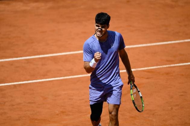 Foto IPP Cavaliere Emiliano. Roma 13 05 2025. Tennis Internazionali d Italia 2025. Nella foto: Carlos Alcaraz. Italy Photo Press - World Copyright italy ITALY  Copyright: xR4924_italyphotopressx