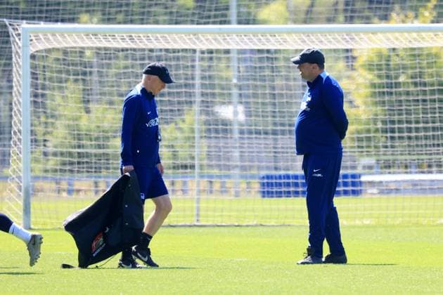 DEU, DFL, 2 FBL Hertha BSC, Training, 13 05 2025, Sportforum, Berlin, DEU, DFL, 2 FBL Hertha BSC, Training, im Bild Torwarttrainer Andreas Menger Hertha BSC Berlin , Co Trainer, Armin Reutershahn Hertha BSC Berlin DFL regulations prohibit any use of Photographs as image sequences and or quasi video nordphotoxGmbHx xEngler nph00076
