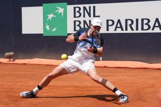 Jack Draper of Great Britain during the match against Corentin Moutet of France at the Internazionali BNL d Italia 2025 tennis tournament at Foro Italico in Rome, Italy on may 13, 2025. AntoniettaxBaldassarre