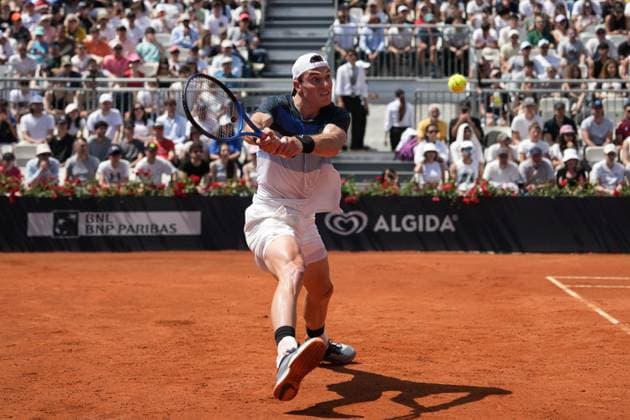 Jack Draper of Great Britain during the match against Corentin Moutet of France at the Internazionali BNL d Italia 2025 tennis tournament at Foro Italico in Rome, Italy on may 13, 2025. AntoniettaxBaldassarre