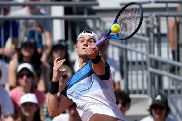 Jack Draper of Great Britain during the match against Corentin Moutet of France at the Internazionali BNL d Italia 2025 tennis tournament at Foro Italico in Rome, Italy on may 13, 2025. AntoniettaxBaldassarre