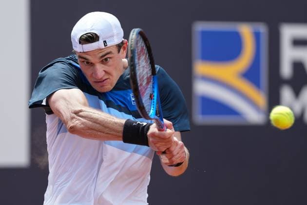 Jack Draper of Great Britain during the match against Corentin Moutet of France at the Internazionali BNL d Italia 2025 tennis tournament at Foro Italico in Rome, Italy on may 13, 2025. AntoniettaxBaldassarre