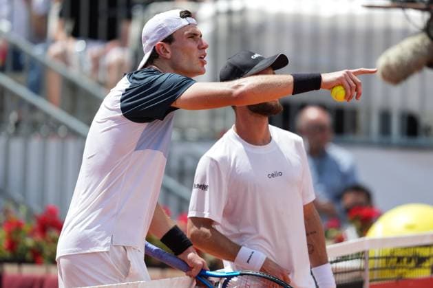 Jack Draper of Great Britain during the match against Corentin Moutet of France at the Internazionali BNL d Italia 2025 tennis tournament at Foro Italico in Rome, Italy on may 13, 2025. AntoniettaxBaldassarre