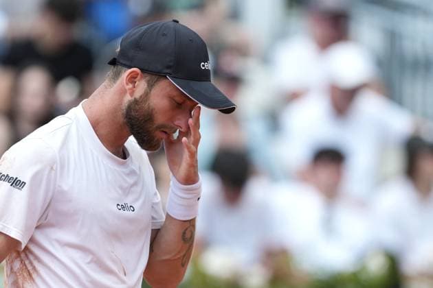 Corentin Moutet of France during the match against Jack Draper of Great Britain at the Internazionali BNL d Italia 2025 tennis tournament at Foro Italico in Rome, Italy on may 13, 2025. AntoniettaxBaldassarre