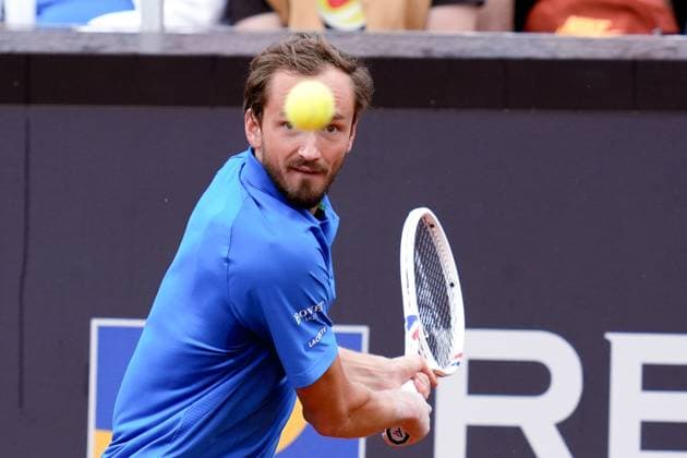 Sport Bilder des Tages Internazionali BNL D Italia 2025 - Day Nine Danil Medvedev of Russia in action against Lorenzo Musetti of Italy during the Internazionali BNL d™Italia day Nine at Foro Italico on May 13, 2025 in Rome, Italy. Rome Foro Italico Lazio Italy Copyright: xGiuseppexMaffiax IBI_Day9_130525DSC09266