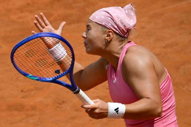 Diana Shnaider of Russia reacts during the match against Jasmine Paolini of Italy at the Internazionali BNL d Italia 2025 tennis tournament at Foro Italico in Rome, Italy on May 13, 2025. AndreaxStaccioli