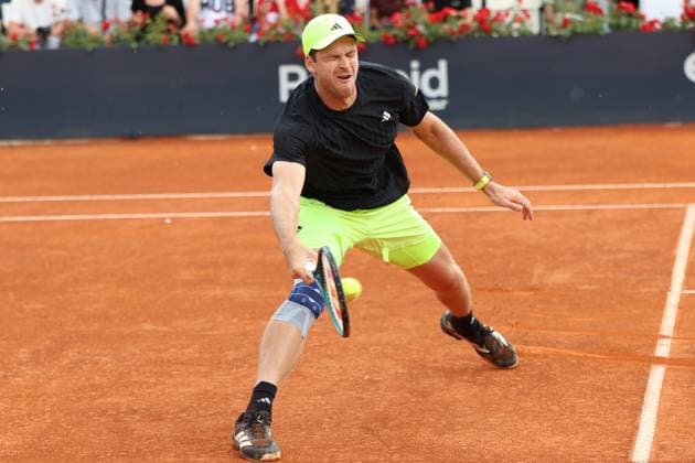 May 13, 2025, Rome, Celestynow, Italy: HUBERT HURKACZ of Poland during the match against J. Mensik of Czech Republic at the ATP, Tennis Herren Internazionali BNL d Italia 2025 Italian Open tennis tournament at Foro Italico in Rome, Italy. Rome Italy - ZUMAc278 20250513_zsp_c278_039 Copyright: xMarcinxCholewinskix