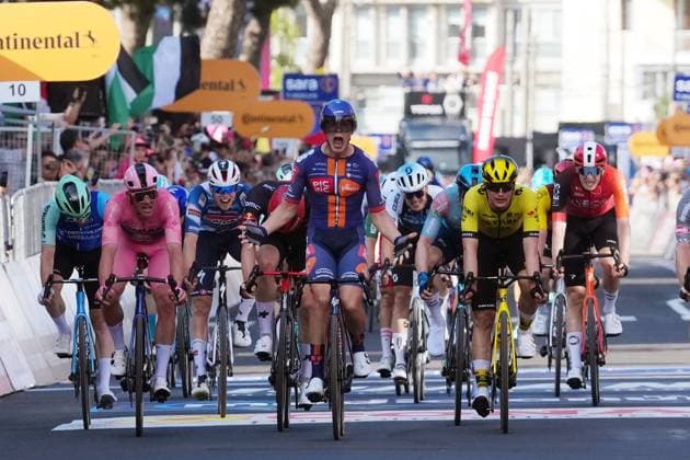 Van Uden Casper Cornelis of Team Picnic Postnl winner of the stage during the stage 4 of the Giro d™Italia from Alberobello (Pietramadre) to Lecce, Italy - Tuesday, May 13, 2025. - cycling.  Copyright: xGianxMattiaxD Alberto LaPressex