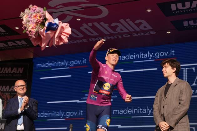 Sport Bilder des Tages Pedersen Mads of Lidl-Trek pink jersey during the stage 4 of the Giro d™Italia from Alberobello (Pietramadre) to Lecce, Italy - Tuesday, May 13, 2025. - cycling.  Copyright: xMassimoxPaolone LaPressex