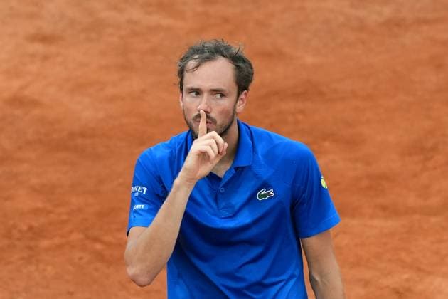 Daniil Medvedev of Russia during the match against Lorenzo Musetti of Italy at the Internazionali BNL d Italia 2025 tennis tournament at Foro Italico in Rome, Italy on may 13, 2025. AntoniettaxBaldassarre