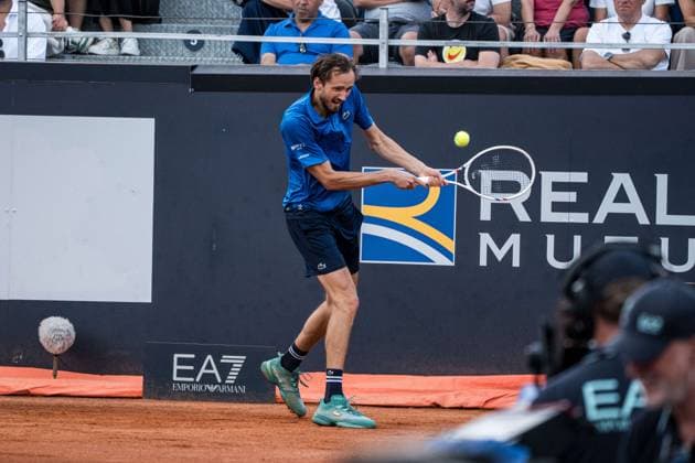 TENNIS : Open de Rome 2025 - 13 05 2025 13 05 25 - Lorenzo Musetti, from Italy, against Daniil Medvedev, from Russia, during they round of 16 in Roma.  Copyright: xTRISTANx