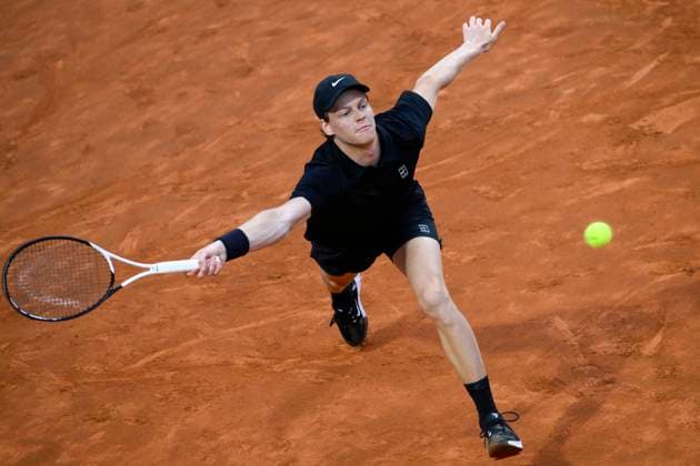 Jannik Sinner of Italy during the match against Francisco Cerundolo of Argentina at the Internazionali BNL d Italia 2025 tennis tournament at Foro Italico in Rome, Italy on May 13, 2025. AndreaxStaccioli
