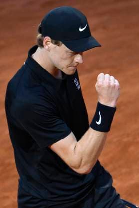 Jannik Sinner of Italy during the match against Francisco Cerundolo of Argentina at the Internazionali BNL d Italia 2025 tennis tournament at Foro Italico in Rome, Italy on May 13, 2025. AndreaxStaccioli