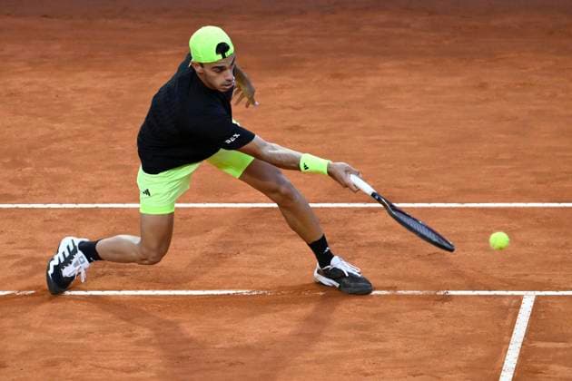 Francisco Cerundolo of Argentina during the match against Jannik Sinner of Italy at the Internazionali BNL d Italia 2025 tennis tournament at Foro Italico in Rome, Italy on May 13, 2025. AndreaxStaccioli