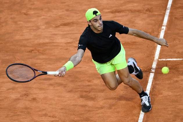 Francisco Cerundolo of Argentina during the match against Jannik Sinner of Italy at the Internazionali BNL d Italia 2025 tennis tournament at Foro Italico in Rome, Italy on May 13, 2025. AndreaxStaccioli