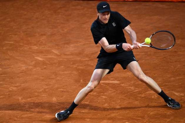 Jannik Sinner of Italy during the match against Francisco Cerundolo of Argentina at the Internazionali BNL d Italia 2025 tennis tournament at Foro Italico in Rome, Italy on May 13, 2025. AndreaxStaccioli