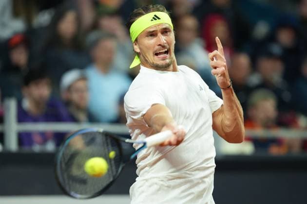Alexander Zverev of Germany during the match against Arthur Fils of France at the Internazionali BNL d Italia 2025 tennis tournament at Foro Italico in Rome, Italy on may 13, 2025. AntoniettaxBaldassarre