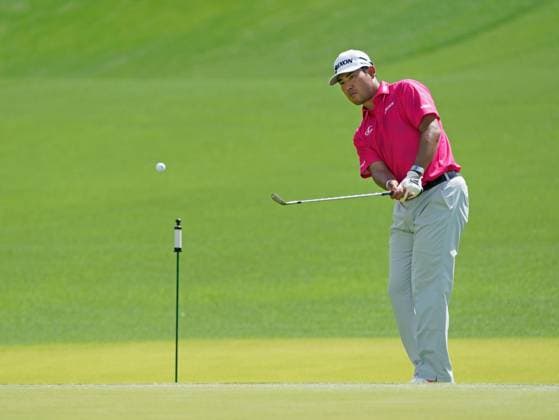 Golf: PGA, Golf Herren Championship Japan s Hideki Matsuyama hits a drive during a practice round for the PGA Championship golf tournament at Quail Hollow Club in Charlotte, North Carolina, on May 13, 2025.  A14AA0004542054P