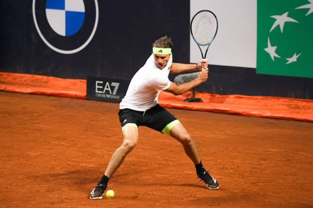 TENNIS - Internazionali di Tennis - Internazionali BNL d Italia Alexander Zverev backhand during Internazionali BNL d Italia, International Tennis match in Rome, Italy, May 14 2025 Rome Italy  Copyright: xIPAxSport ABACAx
