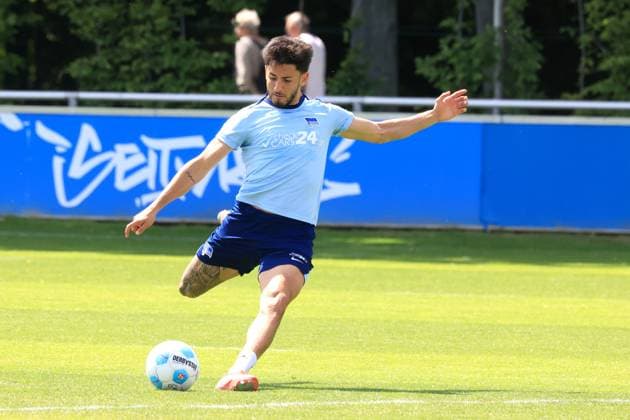 DEU, DFL, 2 FBL Hertha BSC, Training, 14 05 2025, Sportforum, Berlin, DEU, DFL, 2 FBL Hertha BSC, Training, im Bild Kevin Sessa Hertha BSC Berlin 8 DFL regulations prohibit any use of Photographs as image sequences and or quasi video nordphotoxGmbHx xEngler nph00076