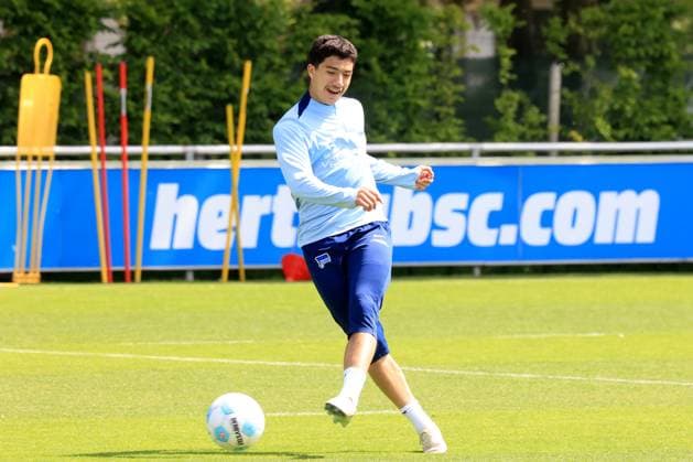 DEU, DFL, 2 FBL Hertha BSC, Training, 14 05 2025, Sportforum, Berlin, DEU, DFL, 2 FBL Hertha BSC, Training, im Bild Ibrahim Maza Hertha BSC Berlin 10 DFL regulations prohibit any use of Photographs as image sequences and or quasi video nordphotoxGmbHx xEngler nph00076