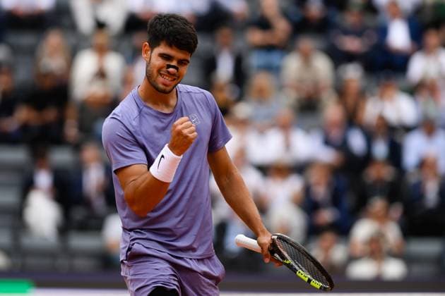 Foto IPP Cavaliere Emiliano. Roma 14 05 2025. Tennis Internazionali d Italia 2025. Nella foto: Carlos Alcaraz. Italy Photo Press - World Copyright italy ITALY  Copyright: xR4924_italyphotopressx