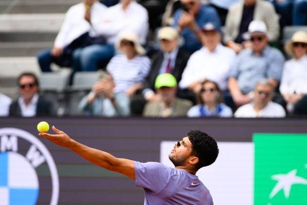 Foto IPP Cavaliere Emiliano. Roma 14 05 2025. Tennis Internazionali d Italia 2025. Nella foto: Carlos Alcaraz. Italy Photo Press - World Copyright italy ITALY  Copyright: xR4924_italyphotopressx