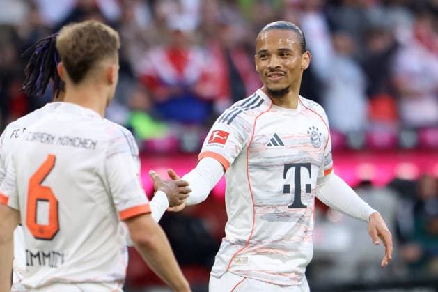 GRUPPO, LEROY SANE, Bayern Monaco, Bundesliga, 2024-25, Bayern Munchen vs Borussia Monchengladbach 2-0, 10-05-2025, Esultanza, Celebration, Jubel, Maglia, Shirt, 2025-26 BUNDESLIGA 2024-25 BAYERN MONACO-BORUSSIA MONCHENGLADBACH 2-0 MA