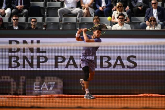 Foto IPP Cavaliere Emiliano. Roma 14 05 2025. Tennis Internazionali d Italia 2025. Nella foto: Carlos Alcaraz. Italy Photo Press - World Copyright italy ITALY  Copyright: xR4924_italyphotopressx
