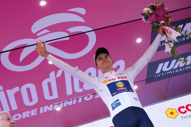 Vacek Mathias of Lidl-Trek white jersey during the stage 5 of the Giro d™Italia from Ceglie Messapica to Matera, Italy - Wednesday, May 14, 2025. - cycling.  Copyright: xGianmattiaxD Alberto xLaPressex