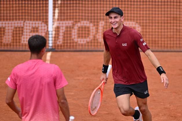 Internazionali BNL D Italia 2025 - Day Ten Alexei Popyrin (AUS) and Matteo Arnaldi (ITA) play against Guido Andreozzi (ARG) and Theo Arribage (FRA) during the Internazionali BNL d Italia Day Ten at Foro Italico in Rome, Italy, on May 14, 2025. Florence Italy  Copyright: xDomenicoxCippitellix originalFilename:cippitelli-itainter250514_npoOS.jpg