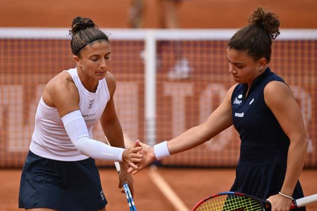 Internazionali BNL D Italia 2025 - Day Ten Sara Errani (ITA) and Jasmine Paolini (ITA) play against Coco Gauff (USA) and Alex Eala (PHL) during the Internazionali BNL d Italia Day Ten at Foro Italico in Rome, Italy, on May 14, 2025. Florence Italy  Copyright: xDomenicoxCippitellix originalFilename:cippitelli-itainter250514_nphpF.jpg